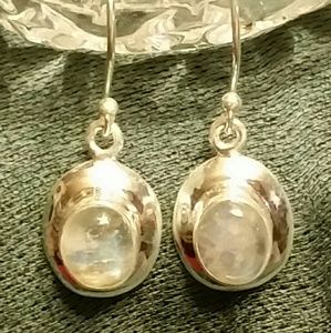 925 Silver Rainbow Moonstone French Hook Earrings